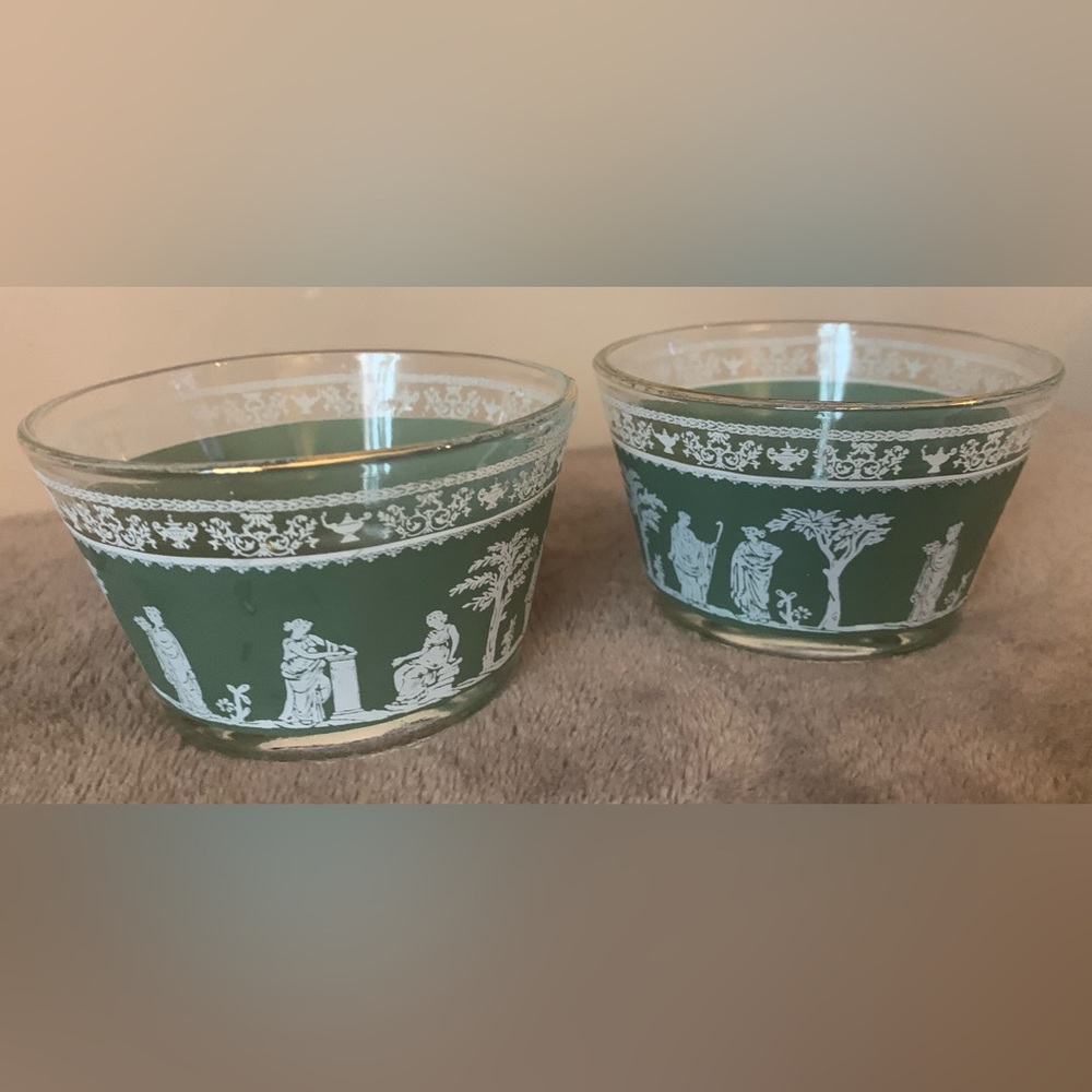 2 Vintage Wedgwood Jeannette Glass Hellenic Jasperware Sherbet Dish Bowl